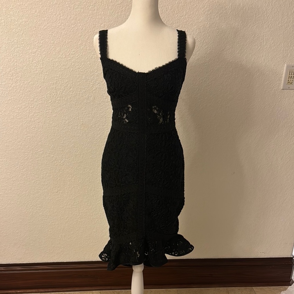 Alexis Black Ruffled Sweetheart Midi Dress